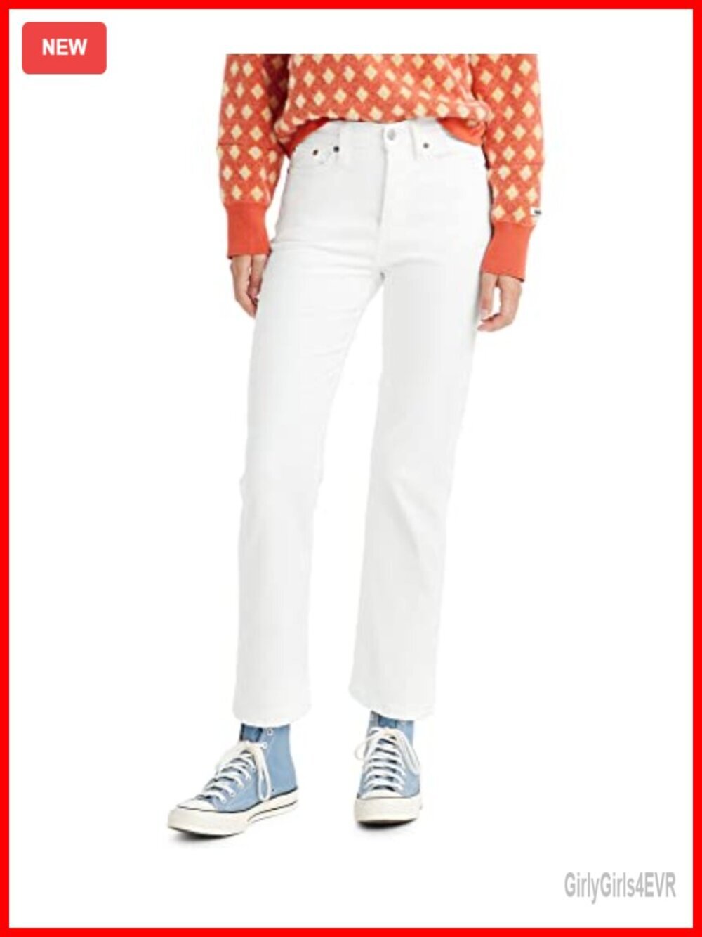 High Rise Straight Leg Jeans - Cotton Blend - 5 Pocket